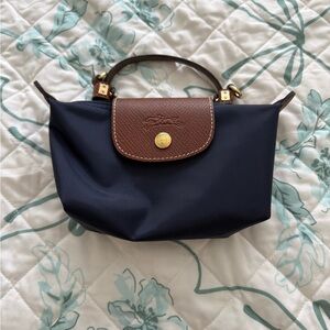 NWOT Longchamp Navy and Brown Mini Bag